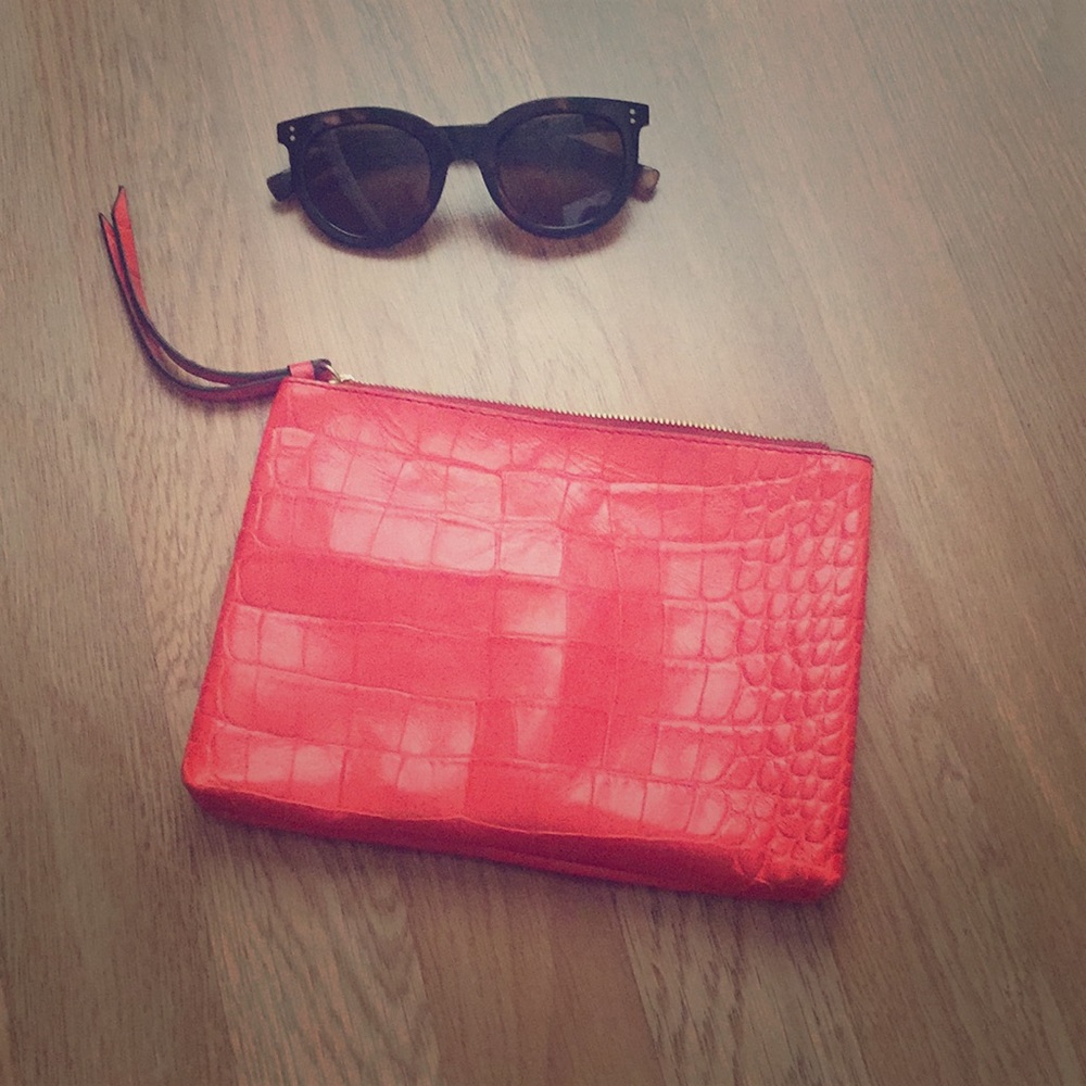 Banana republic leather alligator print clutch